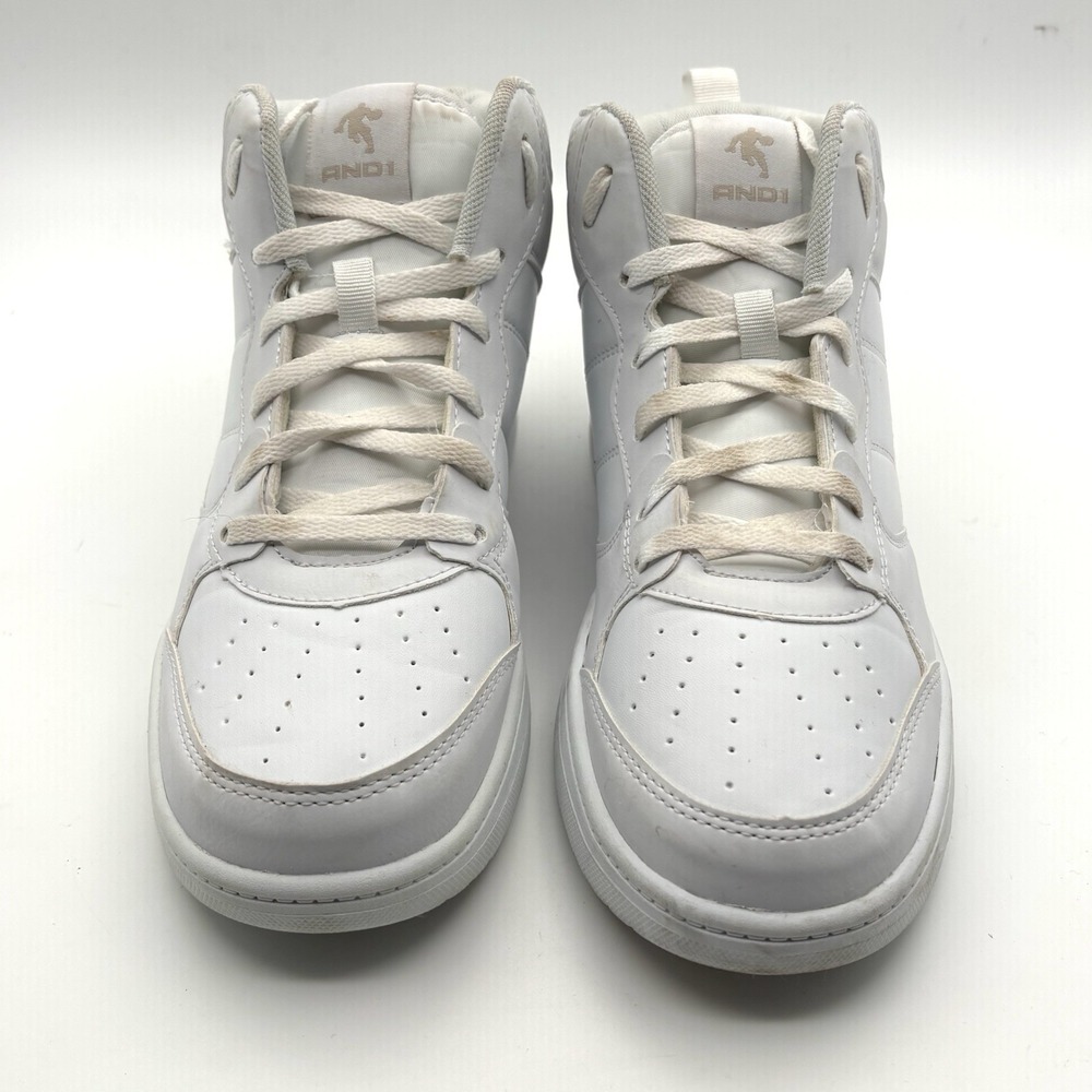 AND1 Shoes Womens 9 High Top Basketball Sneaker White Leather Lace Up Low Top - Picture 2 of 8